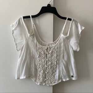 Off the shoulder, cold shoulder white crop top